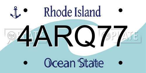4ARQ77 Rhode Island License Plate