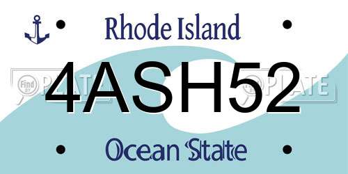 4ASH52 Rhode Island License Plate