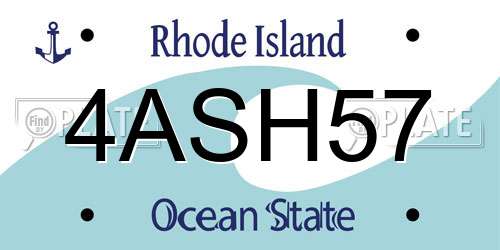 4ASH57 Rhode Island License Plate