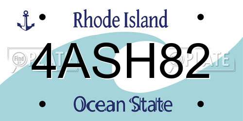 4ASH82 Rhode Island License Plate