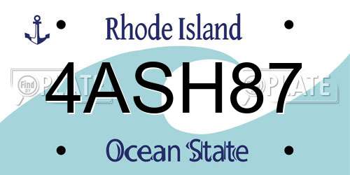 4ASH87 Rhode Island License Plate