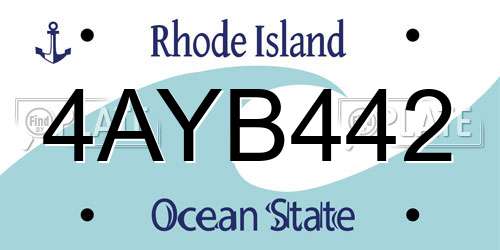 4AYB442 Rhode Island License Plate