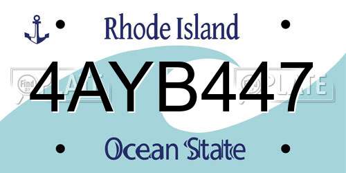 4AYB447 Rhode Island License Plate