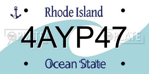 4AYP47 Rhode Island License Plate