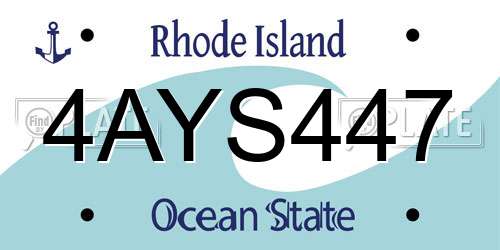4AYS447 Rhode Island License Plate