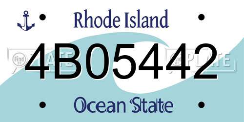 4B05442 Rhode Island License Plate