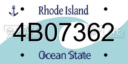 4B07362 Rhode Island License Plate