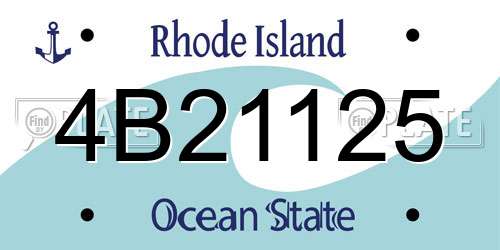 4B21125 Rhode Island License Plate
