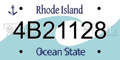4B21128 Rhode Island License Plate