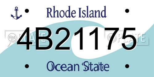 4B21175 Rhode Island License Plate