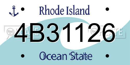4B31126 Rhode Island License Plate