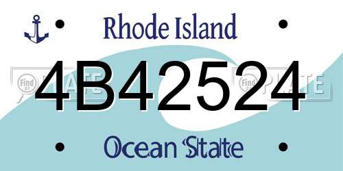 4B42524 Rhode Island License Plate