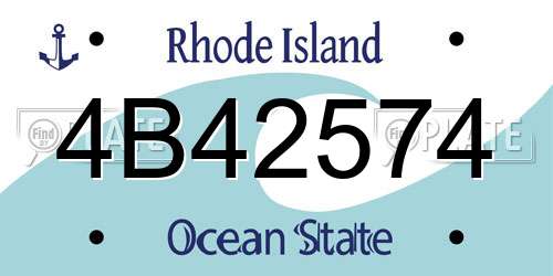 4B42574 Rhode Island License Plate
