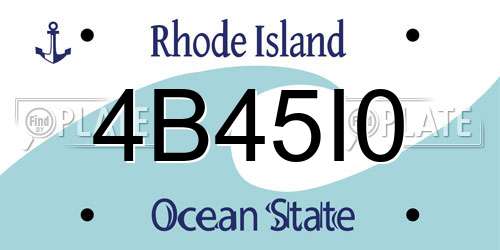4B45I0 Rhode Island License Plate