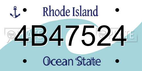 4B47524 Rhode Island License Plate