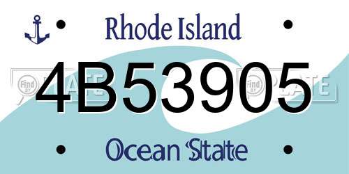 4B53905 Rhode Island License Plate