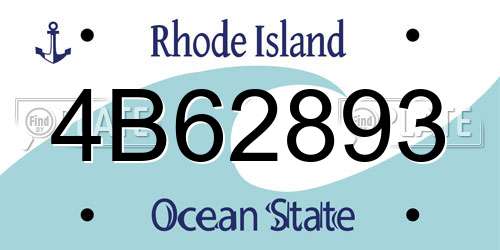 4B62893 Rhode Island License Plate