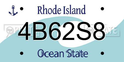 4B62S8 Rhode Island License Plate