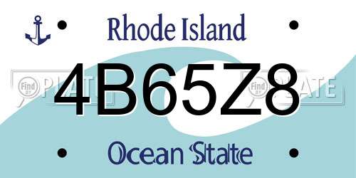 4B65Z8 Rhode Island License Plate