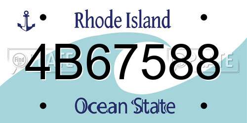 4B67588 Rhode Island License Plate