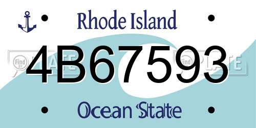 4B67593 Rhode Island License Plate