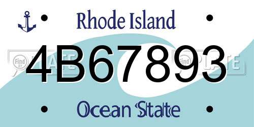 4B67893 Rhode Island License Plate