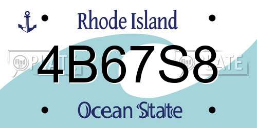 4B67S8 Rhode Island License Plate