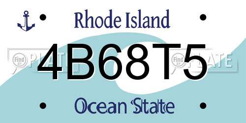 4B68T5 Rhode Island License Plate