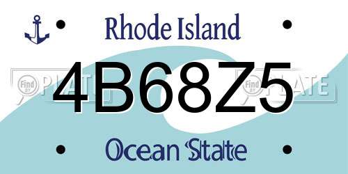 4B68Z5 Rhode Island License Plate