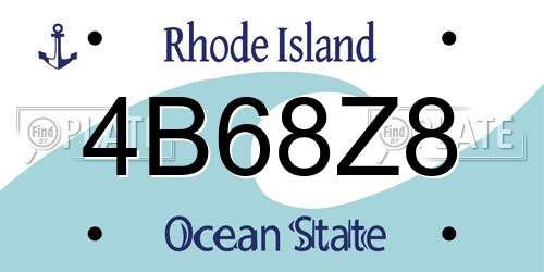 4B68Z8 Rhode Island License Plate