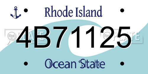 4B71125 Rhode Island License Plate
