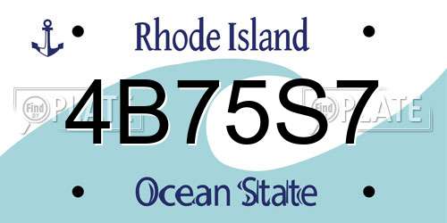 4B75S7 Rhode Island License Plate