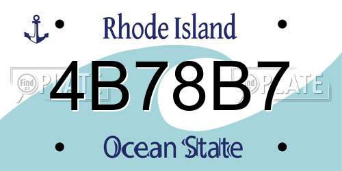 4B78B7 Rhode Island License Plate