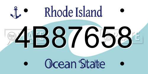 4B87658 Rhode Island License Plate