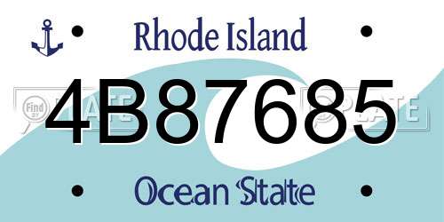 4B87685 Rhode Island License Plate