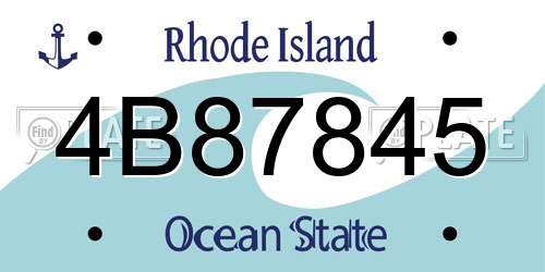 4B87845 Rhode Island License Plate