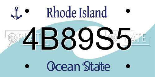 4B89S5 Rhode Island License Plate