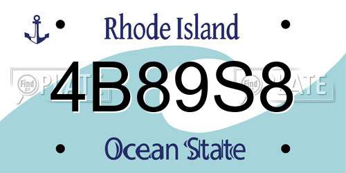 4B89S8 Rhode Island License Plate
