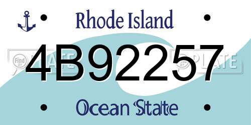 4B92257 Rhode Island License Plate