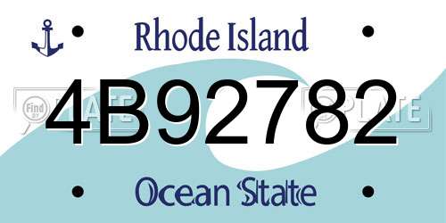4B92782 Rhode Island License Plate