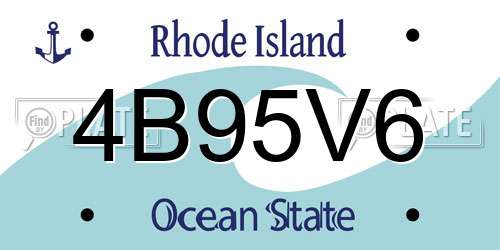 4B95V6 Rhode Island License Plate