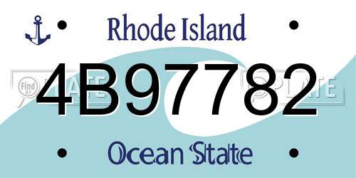 4B97782 Rhode Island License Plate