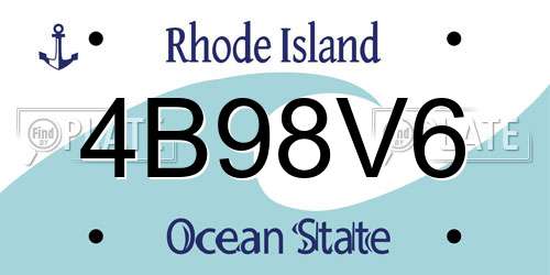 4B98V6 Rhode Island License Plate