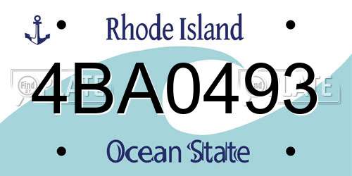 4BA0493 Rhode Island License Plate
