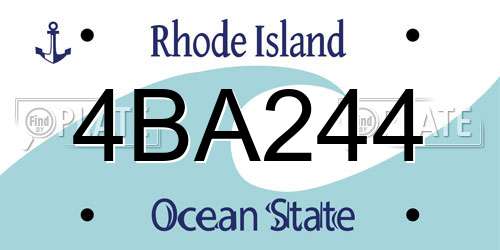 4BA244 Rhode Island License Plate