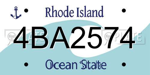 4BA2574 Rhode Island License Plate