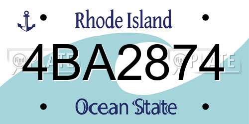 4BA2874 Rhode Island License Plate