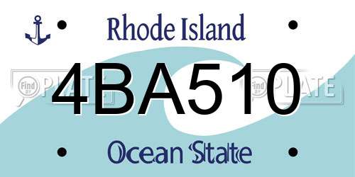 4BA510 Rhode Island License Plate