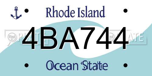 4BA744 Rhode Island License Plate