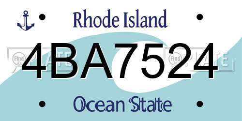 4BA7524 Rhode Island License Plate